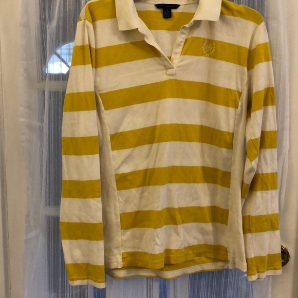 TOMMY Hilfiger XL Yellow and cream henley. Cute - Picture 2 of 7